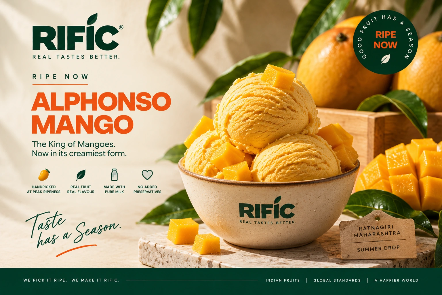 RIFIC Alphonso Mango — summer real fruit ice cream