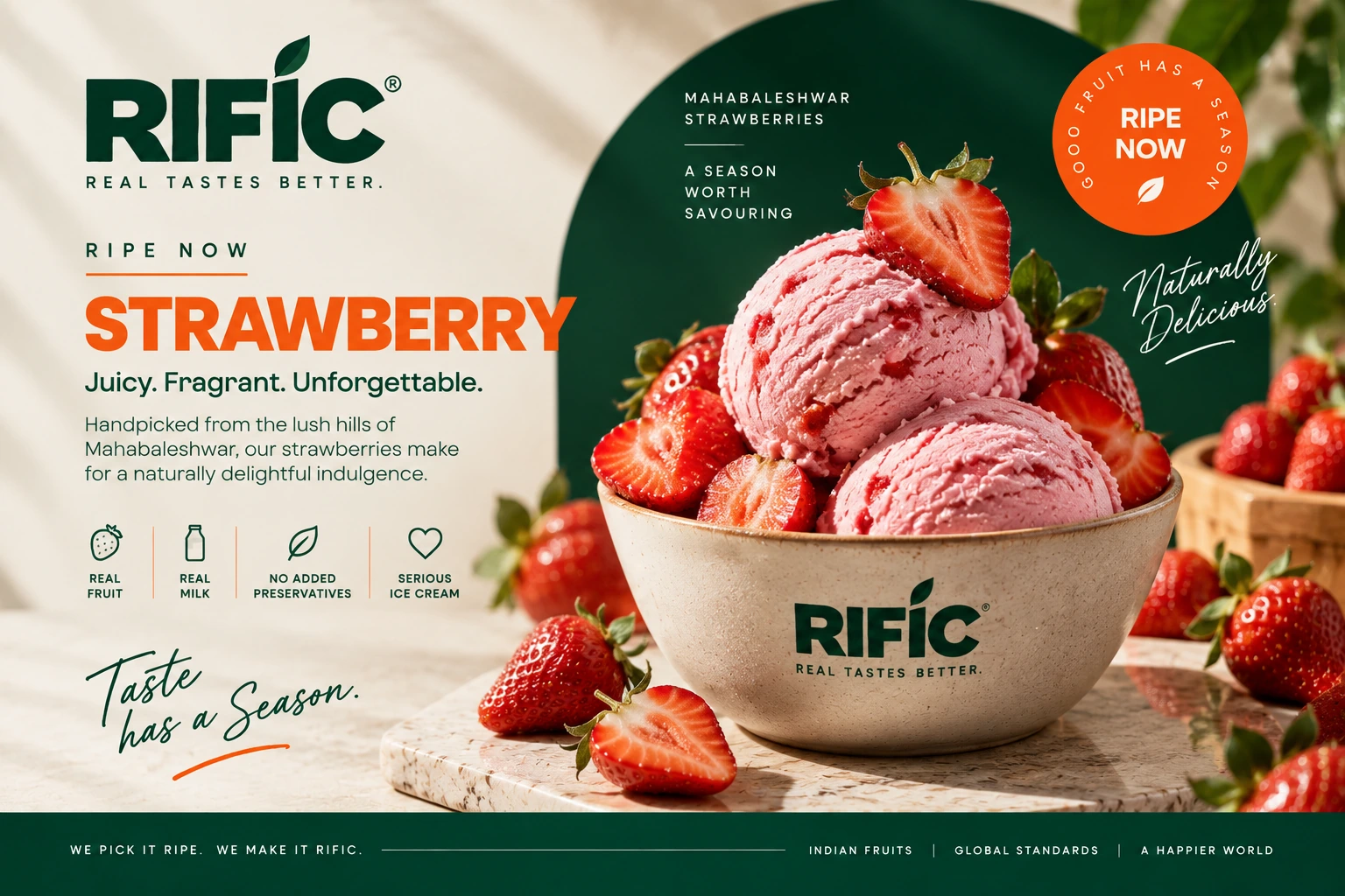 RIFIC Strawberry — winter real fruit ice cream